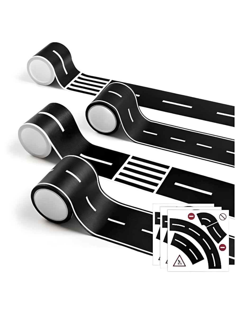 Removable Toy Car Road Tape Stickers for Kids, 4 Rolls Roadway Tape